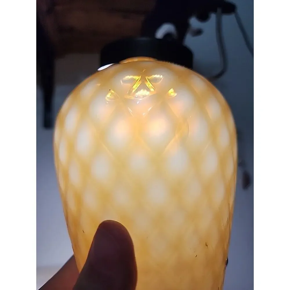 Antique Victorian Amber Cased Milk Glass Honeycomb Quilted Optic Vase 6" - Picture 12 of 16